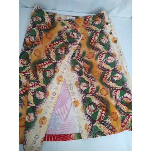 Vintage Christopher & Banks Women Sz 10 Button Wrap Skirt Knee Length Stretch - Picture 6 of 12